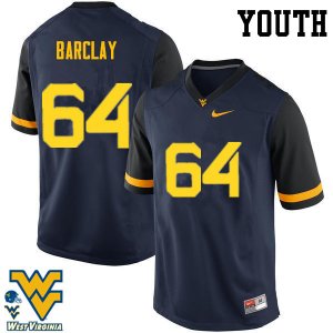 Youth West Virginia Mountaineers NCAA #64 Don Barclay Navy Authentic Nike Stitched College Football Jersey OI15A48TB
